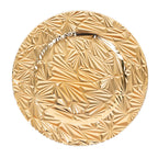 6 - Pack Acrylic Round Charger Plates 13" in Metallic Gold with Rock Cut Design, Durable Plastic Dinner Charger Tableware - Bell Racket Store