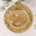 6 - Pack Acrylic Round Charger Plates 13" in Metallic Gold with Rock Cut Design, Durable Plastic Dinner Charger Tableware - Bell Racket Store