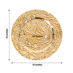 6 - Pack Acrylic Round Charger Plates 13" in Metallic Gold with Rock Cut Design, Durable Plastic Dinner Charger Tableware - Bell Racket Store