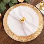 6 - Pack Acrylic Round Charger Plates 13" in Metallic Gold with Swirl Rattan Pattern, Farmhouse Plastic Charger Tableware - Bell Racket Store
