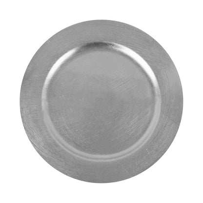 6 - Pack Acrylic Round Charger Plates 13" in Metallic Silver, Dinner Party Decor Charger Tableware - NestOCart