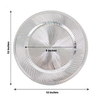 6 - Pack Acrylic Round Charger Plates 13" in Metallic Silver Swirl Pattern with Beaded Rim, Plastic Decorative Dinner Party Charger Tableware - Bell Racket Store