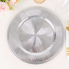 6 - Pack Acrylic Round Charger Plates 13" in Metallic Silver Swirl Pattern with Beaded Rim, Plastic Decorative Dinner Party Charger Tableware - Bell Racket Store