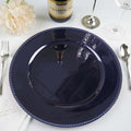 6-Pack Acrylic Round Charger Plates 13" in Navy Blue with Beaded Rim, Dinner Charger Event Tabletop Decor