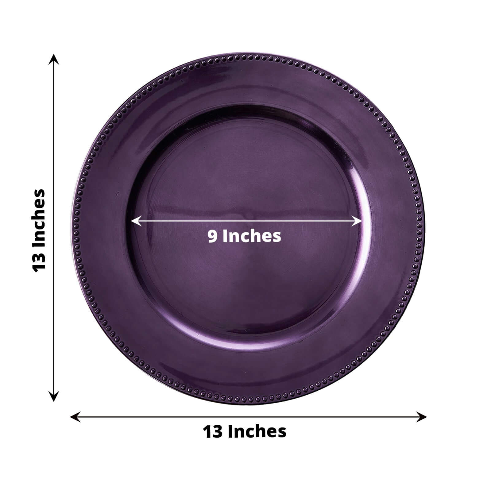 6 - Pack Acrylic Round Charger Plates 13" in Purple with Beaded Rim, Dinner Charger Event Tabletop Decor - NestOCart