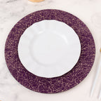 6 - Pack Acrylic Round Charger Plates 13" in Purple with Gold Glitter Abstract Lines Pattern, Decorative Dinner Party Charger Tableware - Bell Racket Store