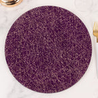 6 - Pack Acrylic Round Charger Plates 13" in Purple with Gold Glitter Abstract Lines Pattern, Decorative Dinner Party Charger Tableware - Bell Racket Store