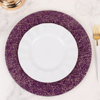 6 - Pack Acrylic Round Charger Plates 13" in Purple with Gold Glitter Abstract Lines Pattern, Decorative Dinner Party Charger Tableware - Bell Racket Store