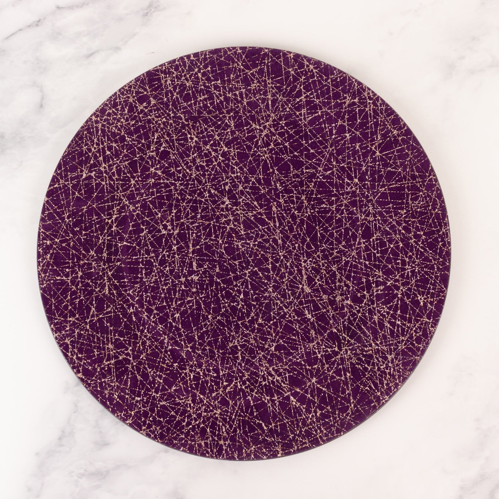 6 - Pack Acrylic Round Charger Plates 13" in Purple with Gold Glitter Abstract Lines Pattern, Decorative Dinner Party Charger Tableware - Bell Racket Store