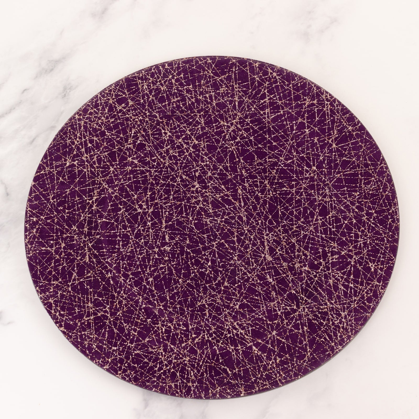 6 - Pack Acrylic Round Charger Plates 13" in Purple with Gold Glitter Abstract Lines Pattern, Decorative Dinner Party Charger Tableware - Bell Racket Store