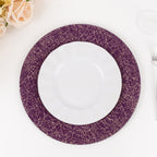 6 - Pack Acrylic Round Charger Plates 13" in Purple with Gold Glitter Abstract Lines Pattern, Decorative Dinner Party Charger Tableware - Bell Racket Store