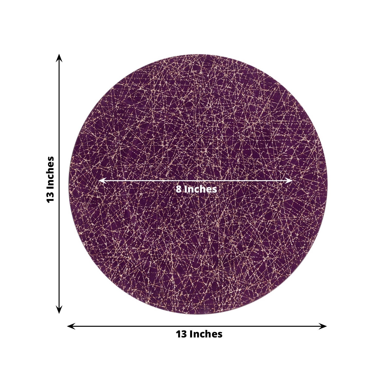 6 - Pack Acrylic Round Charger Plates 13" in Purple with Gold Glitter Abstract Lines Pattern, Decorative Dinner Party Charger Tableware - Bell Racket Store