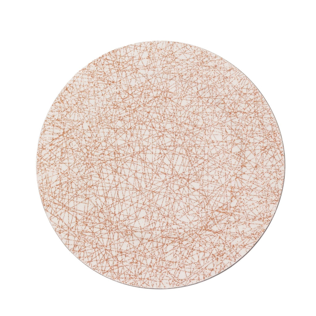6 - Pack Acrylic Round Charger Plates 13" in Rose Gold with Glitter Abstract Lines Pattern, Decorative Dinner Party Charger Tableware - Bell Racket Store