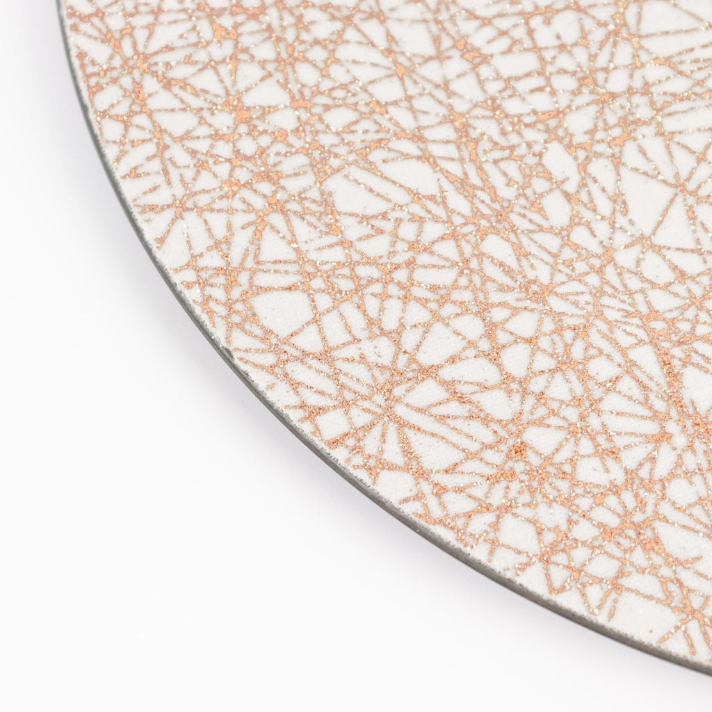 6 - Pack Acrylic Round Charger Plates 13" in Rose Gold with Glitter Abstract Lines Pattern, Decorative Dinner Party Charger Tableware - Bell Racket Store