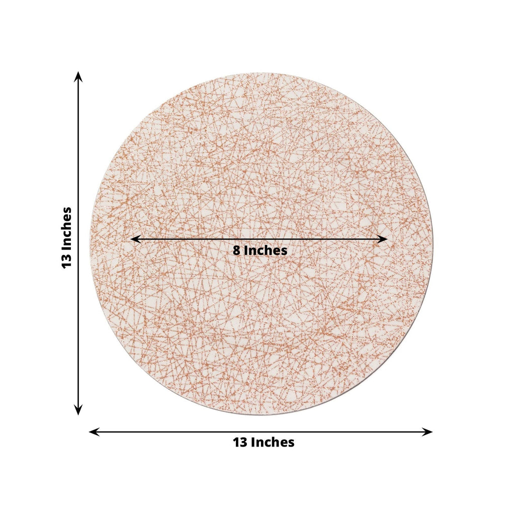 6 - Pack Acrylic Round Charger Plates 13" in Rose Gold with Glitter Abstract Lines Pattern, Decorative Dinner Party Charger Tableware - Bell Racket Store