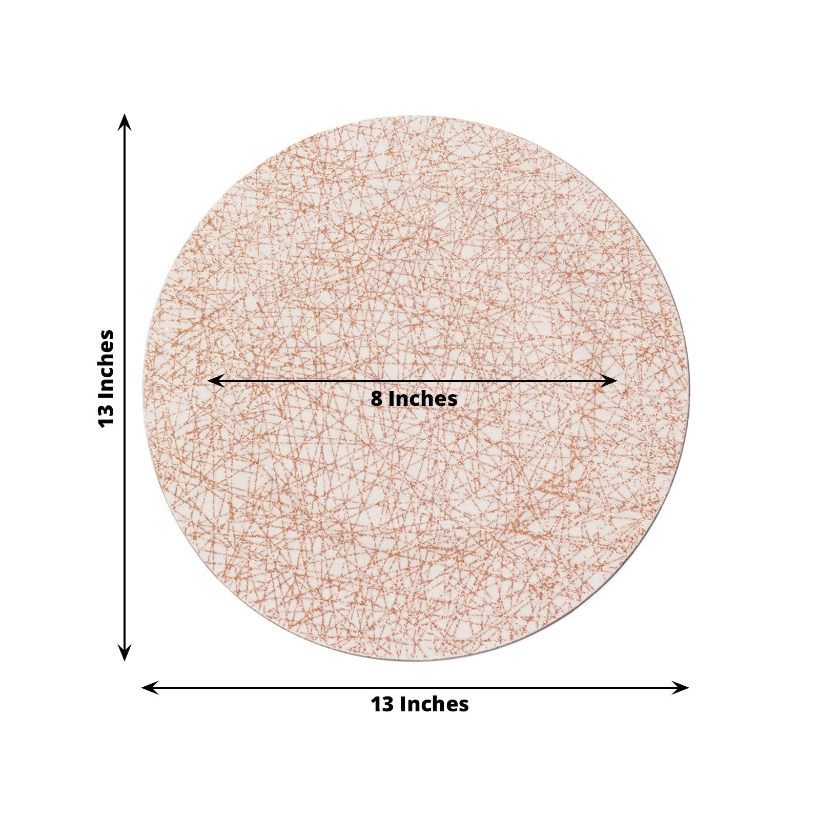 6 - Pack Acrylic Round Charger Plates 13" in Rose Gold with Glitter Abstract Lines Pattern, Decorative Dinner Party Charger Tableware - Bell Racket Store