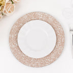 6 - Pack Acrylic Round Charger Plates 13" in Rose Gold with Glitter Abstract Lines Pattern, Decorative Dinner Party Charger Tableware - Bell Racket Store