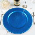 6-Pack Acrylic Round Charger Plates 13" in Royal Blue with Beaded Rim, Dinner Charger Event Tabletop Decor