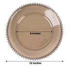 6 - Pack Acrylic Round Charger Plates 13" in Transparent Black Silver Glittered with Beaded Rim, Decorative Dinner Party Charger Tableware - Bell Racket Store