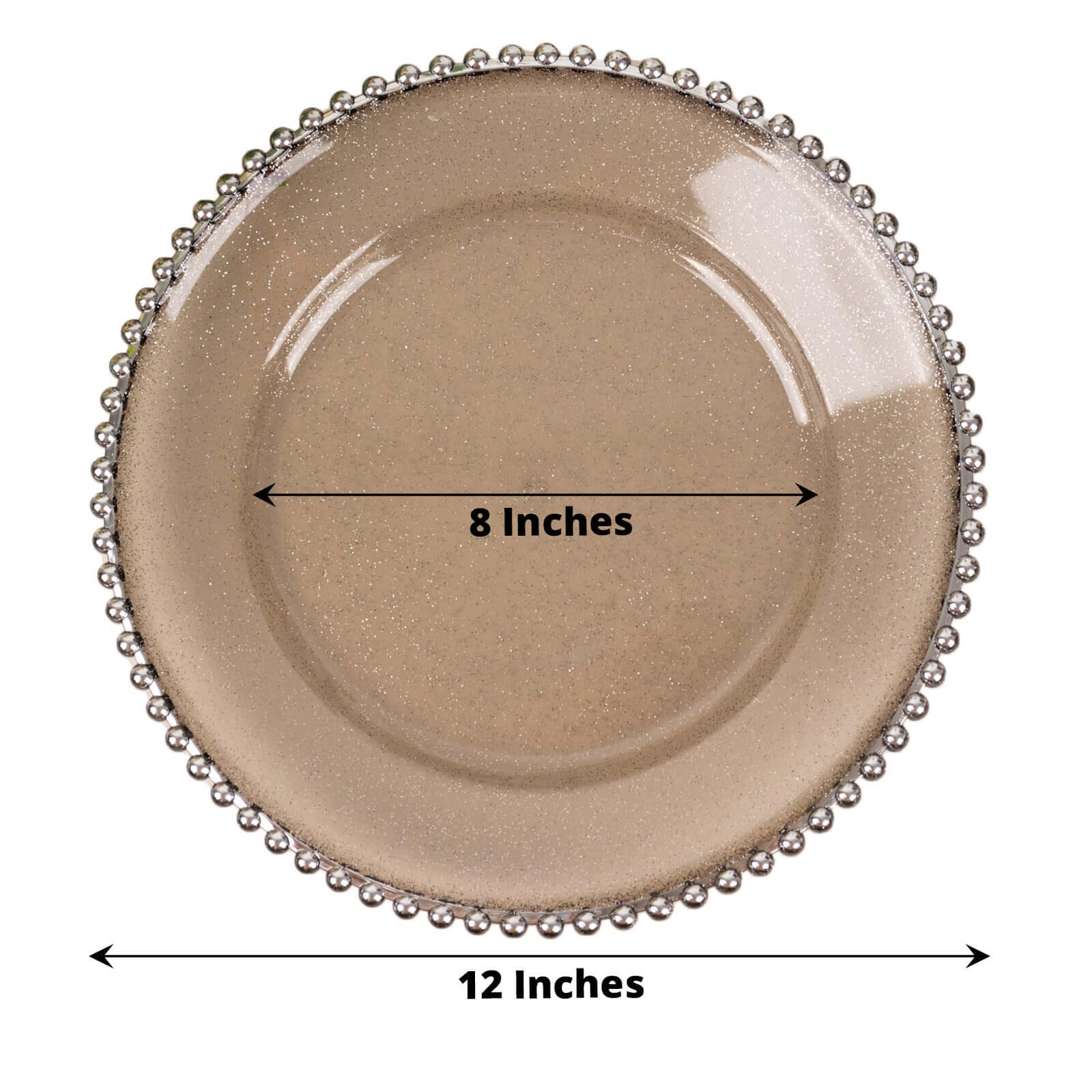 6 - Pack Acrylic Round Charger Plates 13" in Transparent Black Silver Glittered with Beaded Rim, Decorative Dinner Party Charger Tableware - Bell Racket Store