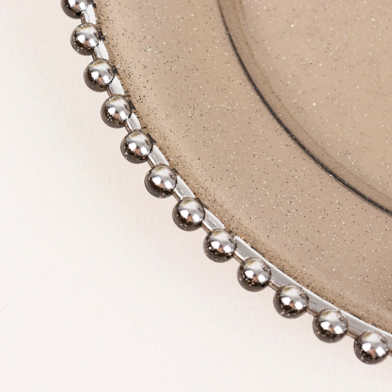 6 - Pack Acrylic Round Charger Plates 13" in Transparent Black Silver Glittered with Beaded Rim, Decorative Dinner Party Charger Tableware - Bell Racket Store