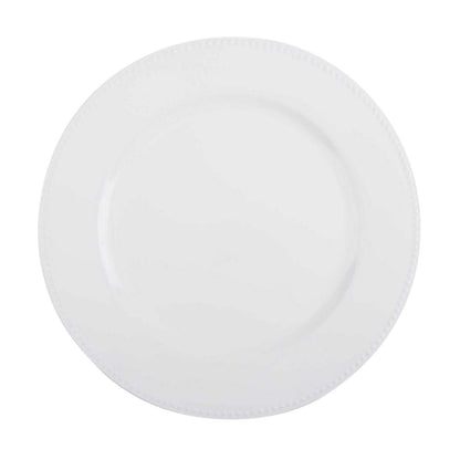6 - Pack Acrylic Round Charger Plates 13" in White with Beaded Rim, Dinner Charger Event Tabletop Decor - NestOCart