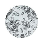 6 - Pack Acrylic Round Charger Plates 13" in White with Black Floral French Toile Pattern, Decorative Dinner Party Charger Tableware - Bell Racket Store