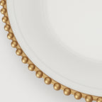 6 - Pack Acrylic Round Charger Plates 13" in White with Gold Beaded Rim, Decorative Dinner Party Charger Tableware - Bell Racket Store