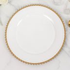 6 - Pack Acrylic Round Charger Plates 13" in White with Gold Beaded Rim, Decorative Dinner Party Charger Tableware - Bell Racket Store