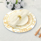 6 - Pack Acrylic Round Charger Plates 13" in White with Gold Floral French Toile Pattern, Decorative Dinner Party Charger Tableware - Bell Racket Store