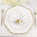 6 - Pack Acrylic Round Charger Plates 13" in White with Gold Scalloped Rim, Decorative Dinner Party Plastic Charger Tableware - Bell Racket Store