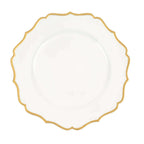 6 - Pack Acrylic Round Charger Plates 13" in White with Gold Scalloped Rim, Decorative Dinner Party Plastic Charger Tableware - Bell Racket Store