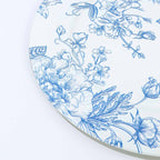 6 - Pack Acrylic Round Charger Plates 13" in White with Light Blue Floral French Toile Pattern, Decorative Dinner Party Charger Tableware - Bell Racket Store