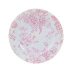 6 - Pack Acrylic Round Charger Plates 13" in White with Pink Floral French Toile Pattern, Decorative Dinner Party Charger Tableware - Bell Racket Store