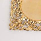 6 - Pack Acrylic Square Charger Plates 12" in Gold with Hollow Lace Border, Event Tabletop Decorative Charger Tableware - Bell Racket Store