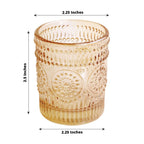 6 - Pack Amber Gold Glass Votive Tealight Holders - Stylish Primrose Design for Weddings & DÃ©cor - Bell Racket Store