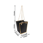 6 Pack Black Gold Edge Paper Flower Gift Bags With Metal Chain Handles, Trapezoid Party Favor Tote Bags - 5"x6" - Bell Racket Store