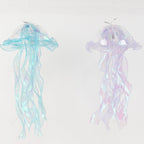 6 Pack Blue Purple Jellyfish Lamp Hanging Lantern Lights, 3 Flashing Modes Organza Ribbon Jelly Fish LED Lights Mermaid Theme Party Decor - 17" - Bell Racket Store