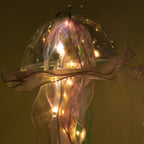 6 Pack Blue Purple Jellyfish Lamp Hanging Lantern Lights, 3 Flashing Modes Organza Ribbon Jelly Fish LED Lights Mermaid Theme Party Decor - 17" - Bell Racket Store