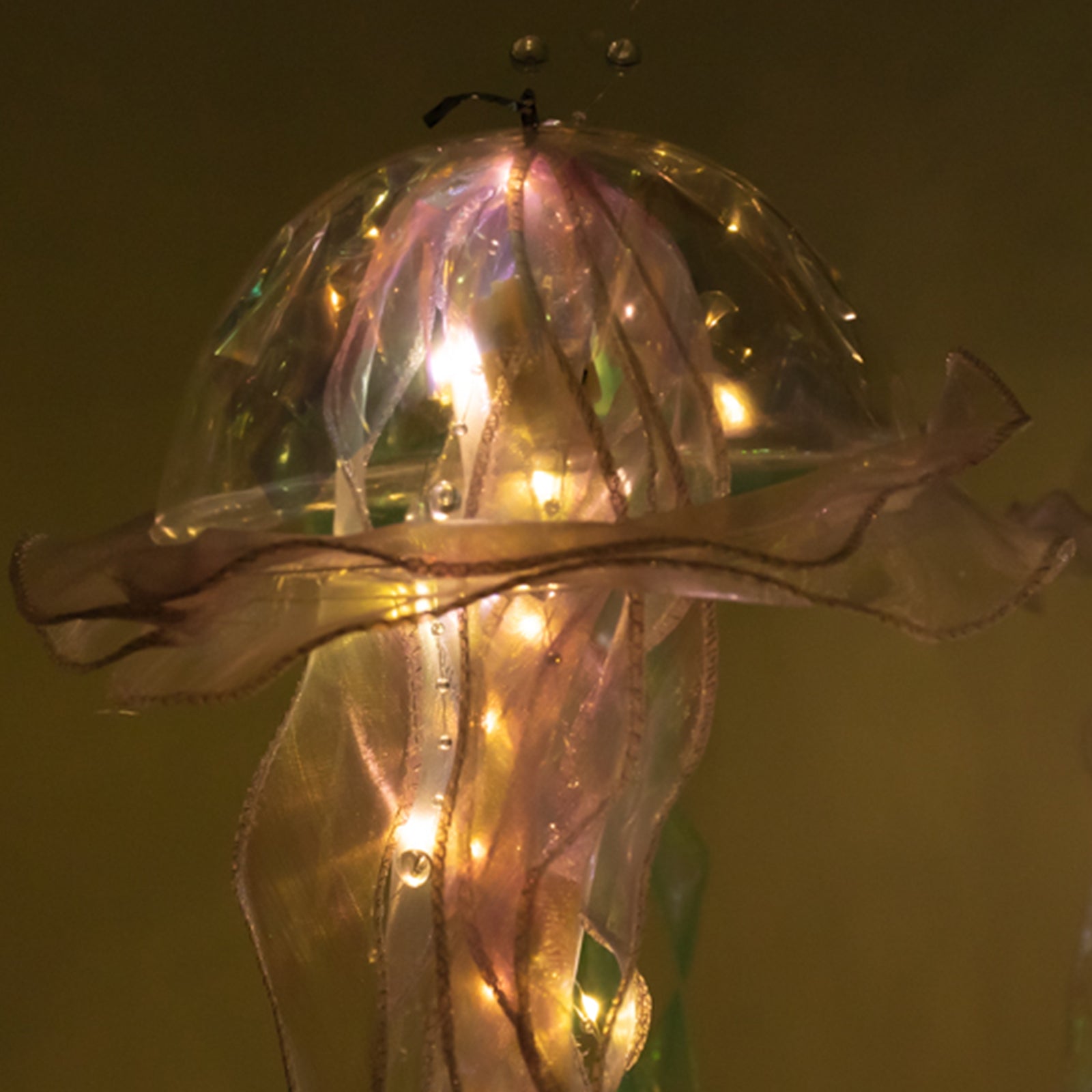 6 Pack Blue Purple Jellyfish Lamp Hanging Lantern Lights, 3 Flashing Modes Organza Ribbon Jelly Fish LED Lights Mermaid Theme Party Decor - 17" - Bell Racket Store