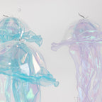 6 Pack Blue Purple Jellyfish Lamp Hanging Lantern Lights, 3 Flashing Modes Organza Ribbon Jelly Fish LED Lights Mermaid Theme Party Decor - 17" - Bell Racket Store