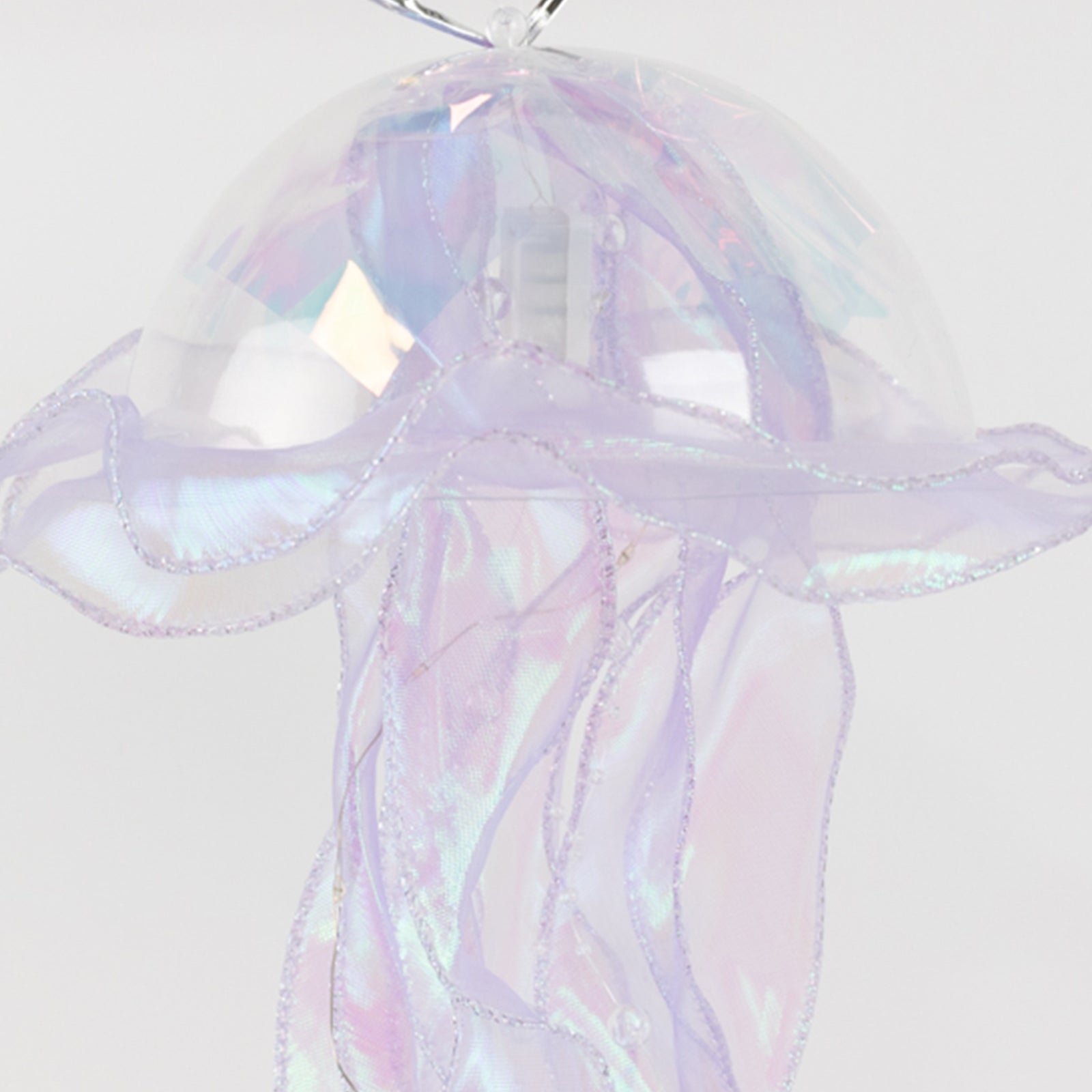 6 Pack Blue Purple Jellyfish Lamp Hanging Lantern Lights, 3 Flashing Modes Organza Ribbon Jelly Fish LED Lights Mermaid Theme Party Decor - 17" - Bell Racket Store