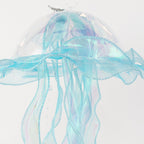 6 Pack Blue Purple Jellyfish Lamp Hanging Lantern Lights, 3 Flashing Modes Organza Ribbon Jelly Fish LED Lights Mermaid Theme Party Decor - 17" - Bell Racket Store