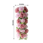 6 Pack Blush Dusty Rose Silk Flower Panel Table Runner, Artificial Floral Arrangements Wedding Table Centerpiece - 20"x8" - Bell Racket Store
