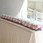 6 Pack Blush Dusty Rose Silk Flower Panel Table Runner, Artificial Floral Arrangements Wedding Table Centerpiece - 20"x8" - Bell Racket Store