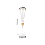 6 - Pack Champagne Flute Glasses Clear Gold Rim Design with Studded Rhinestones - Long Stem Crystal Glassware for Wine & Events 6oz 11" - Bell Racket Store