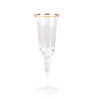 6 - Pack Champagne Flute Glasses Clear Gold Rimmed Design with Long Beaded Stem - Chic Crystal Glassware for Wine & Events 6oz 8.5" - Bell Racket Store