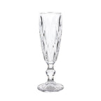 6 - Pack Champagne Flute Glasses Clear Textured Crystal Cut Design - Chic Wine Goblets for Parties & Events 6oz 8" - Bell Racket Store