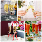 6 - Pack Clear Champagne Flutes â€“ 6oz Real Glass, Ribbed Stemware with Gold Ring Accent, Elegant Toasting Glasses for Weddings, Parties & Celebrations â€“ 10" Tall - Bell Racket Store