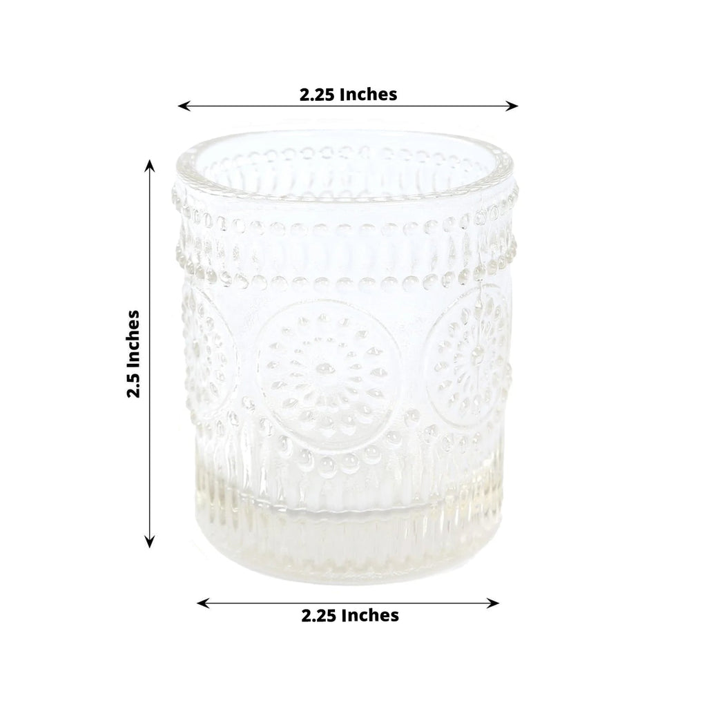 6 - Pack Clear Glass Votive Tealight Holders - Stylish Primrose Design for Weddings & DÃ©cor - Bell Racket Store
